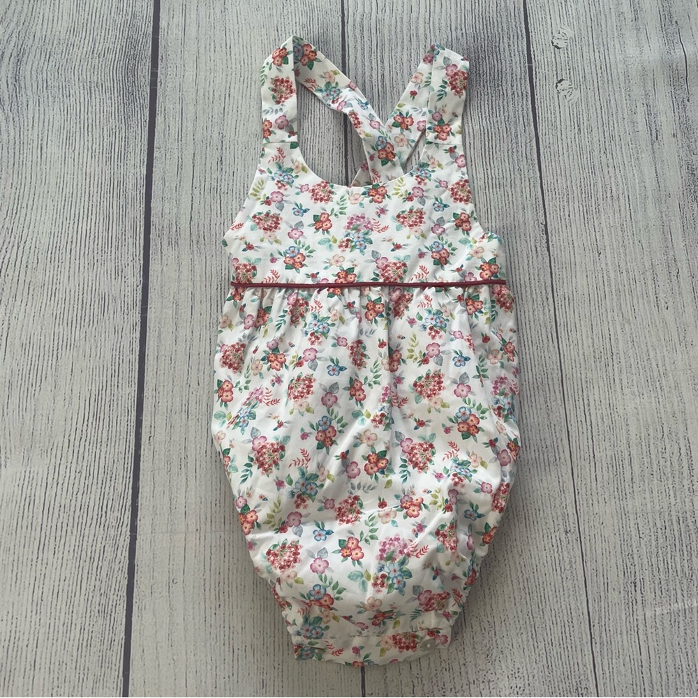 La Coqueta White & Red Floral Baby Girl Romper Size 12 months